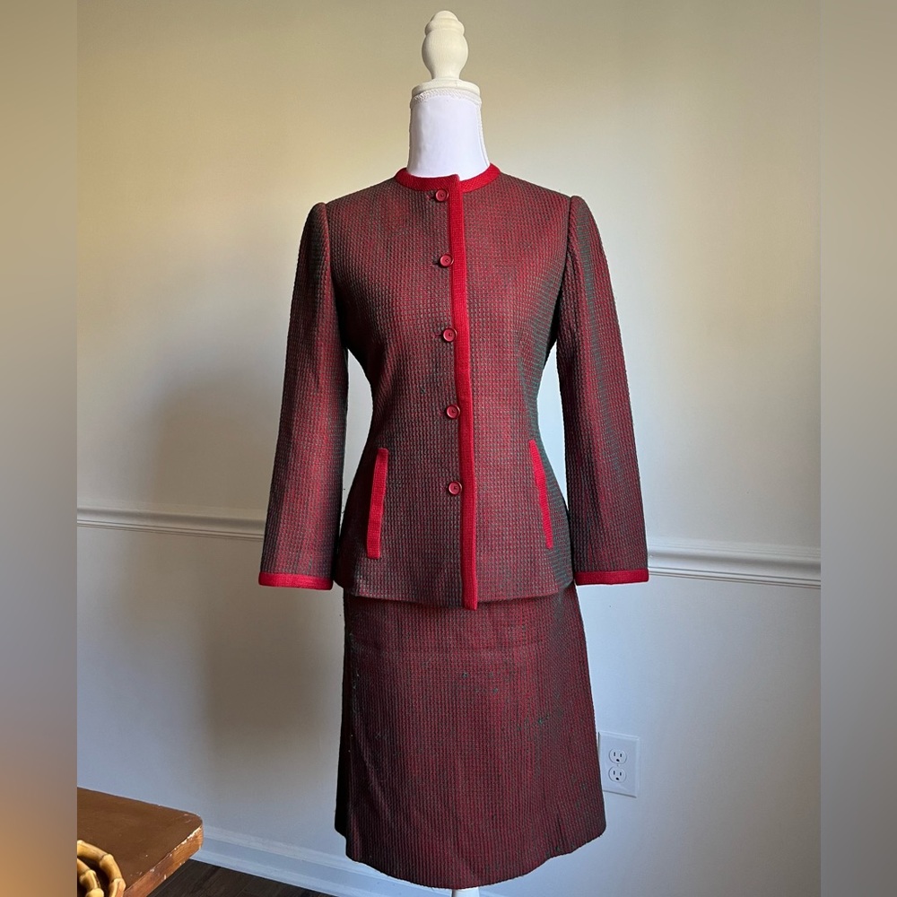 Givenchy Red & Green Wool Matching Set